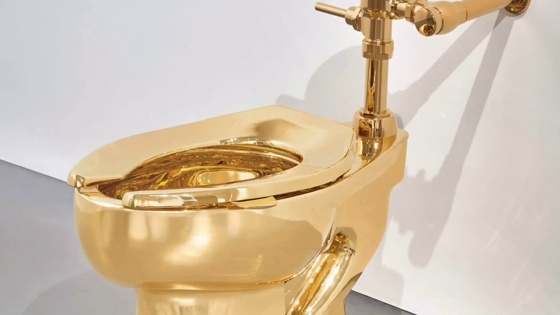 ¿ARTE, BROMA o INVERSIÓN? Urinario de oro se vende por 12.1 Millones de dólares. Maurizio Cattelan